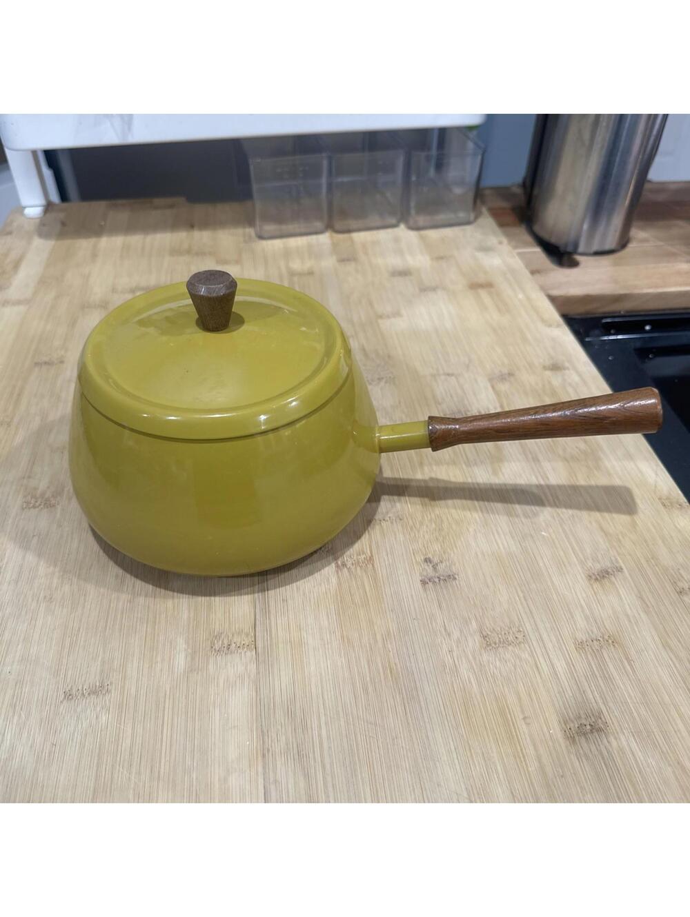 VTG  MCM DANSK KOBENSTYLE Fondue Pot Enamel Yellow Metal Replacement Pot & Lid*